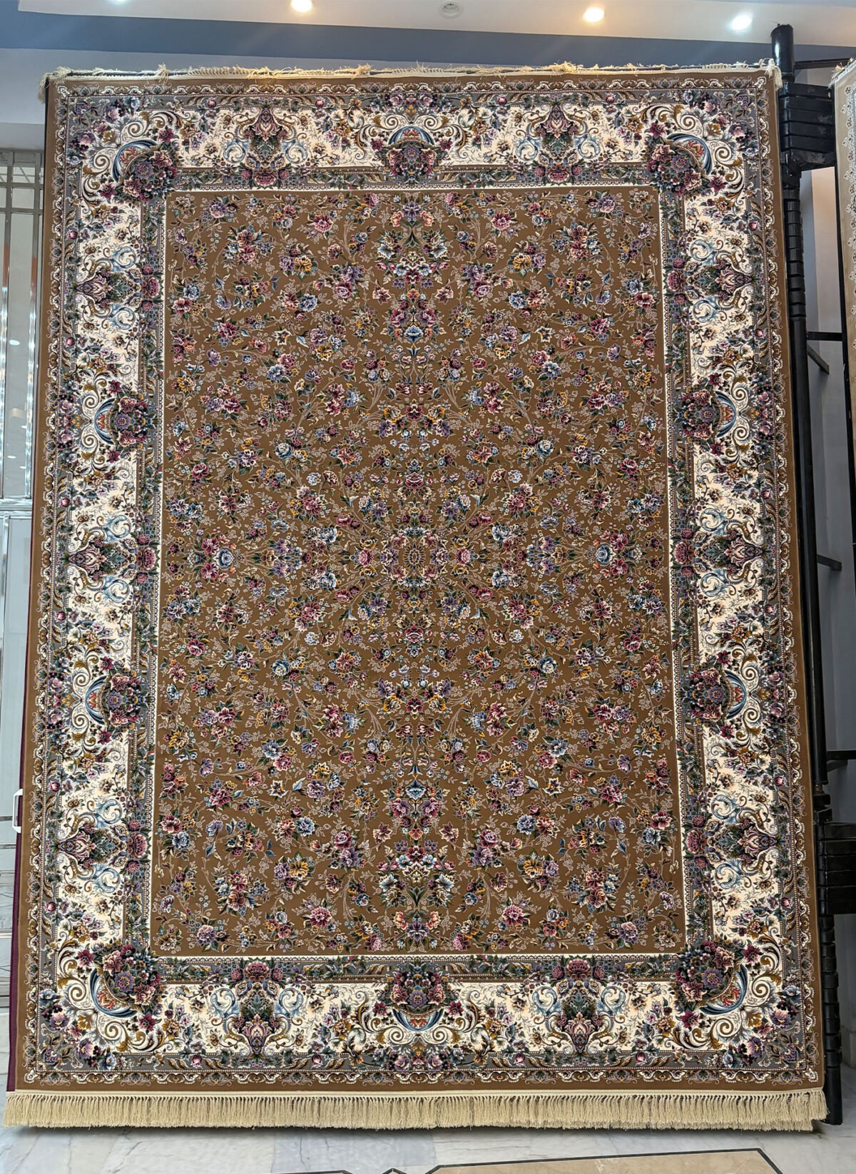 Dhorseen, Light Brown - 1200 reed Persian machine-made carpet by Kazmi Carpets