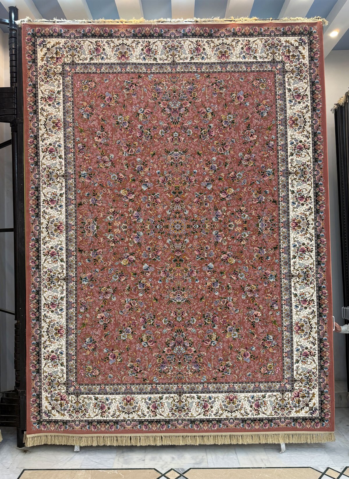 Rozalin, Peach - 1200 reed Persian machine-made carpet by Kazmi Carpets
