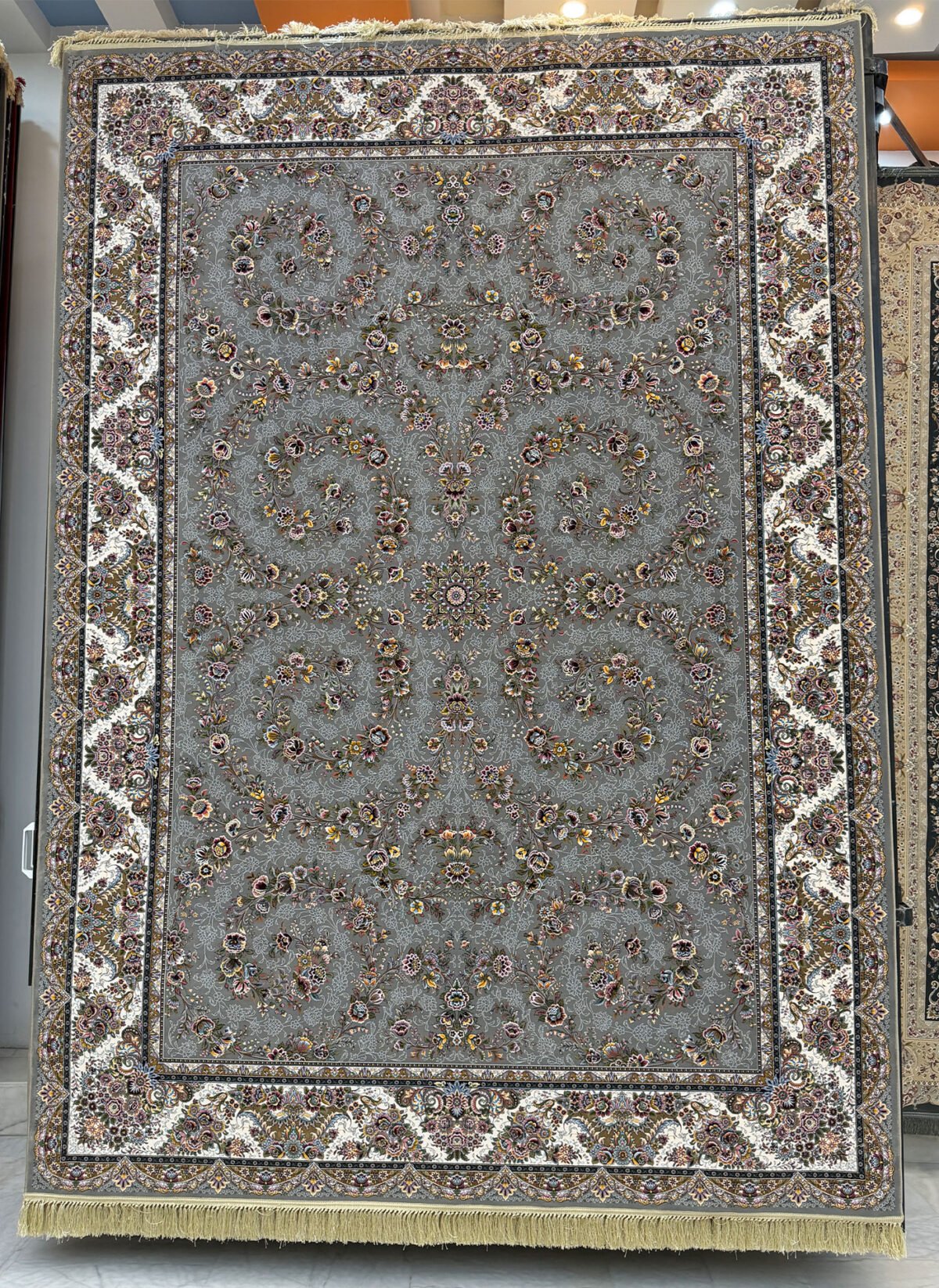 Asal, Grey - 1200 reed Persian machine-made carpet by Kazmi Carpets