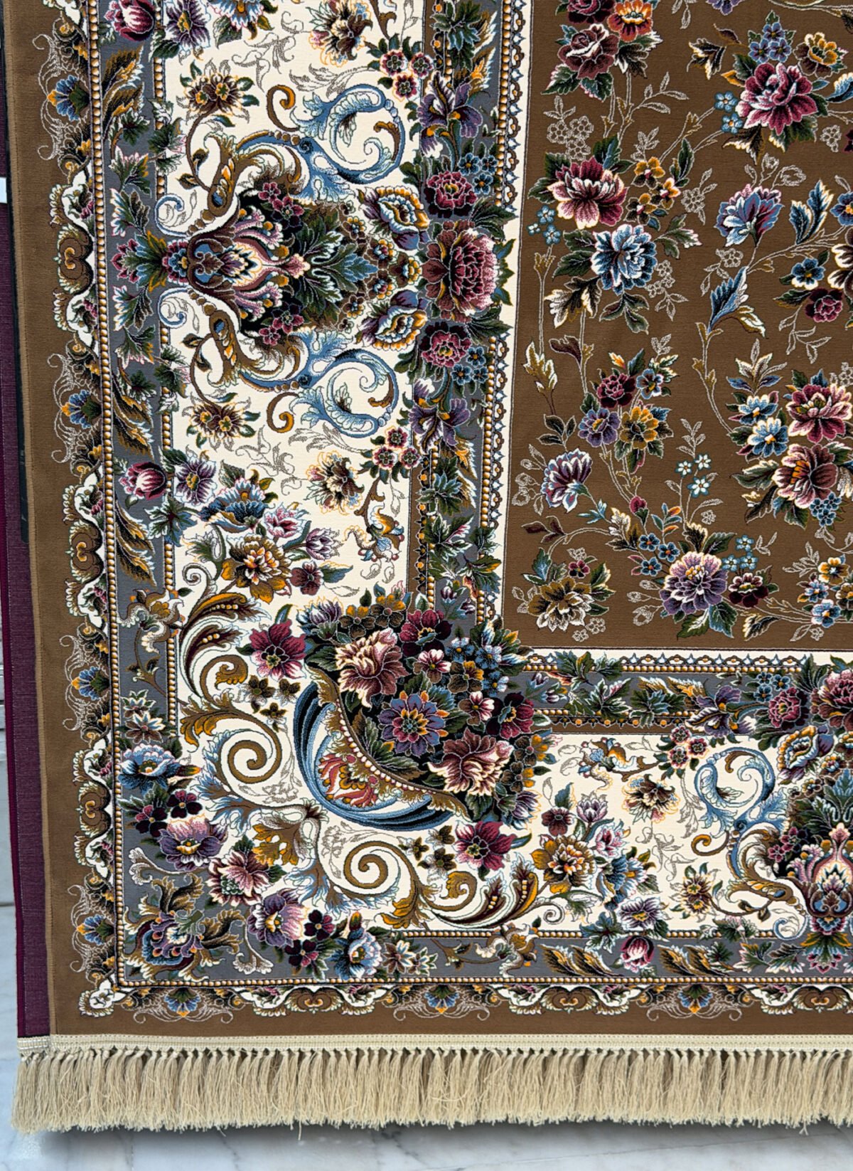 Dhorseen, Light Brown - 1200 reed Persian machine-made carpet by Kazmi Carpets - view 4