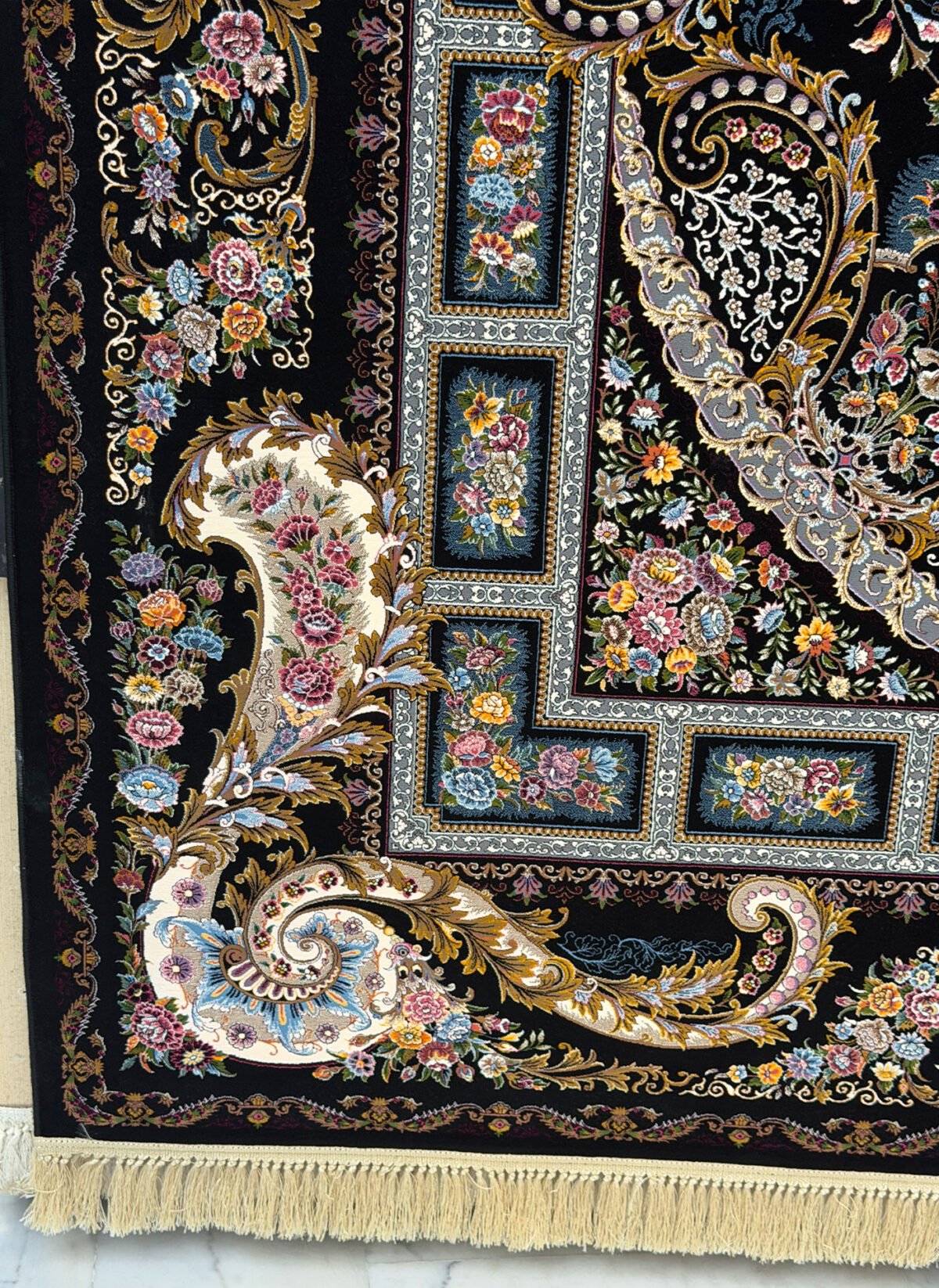 Mandgaar, Black - 1200 reed Persian machine-made carpet by Kazmi Carpets - view 3
