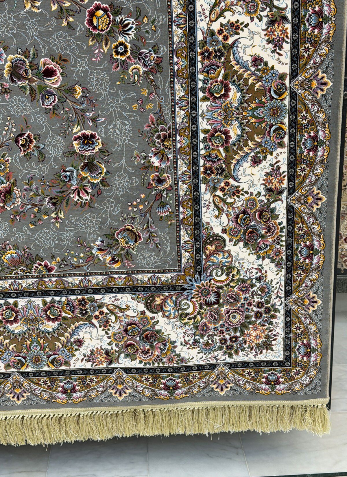 Asal, Grey - 1200 reed Persian machine-made carpet by Kazmi Carpets - view 3