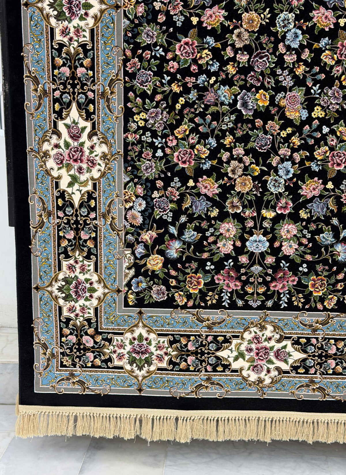 Kemiya , Black - 1200 reed Persian machine-made carpet by Kazmi Carpets - view 3