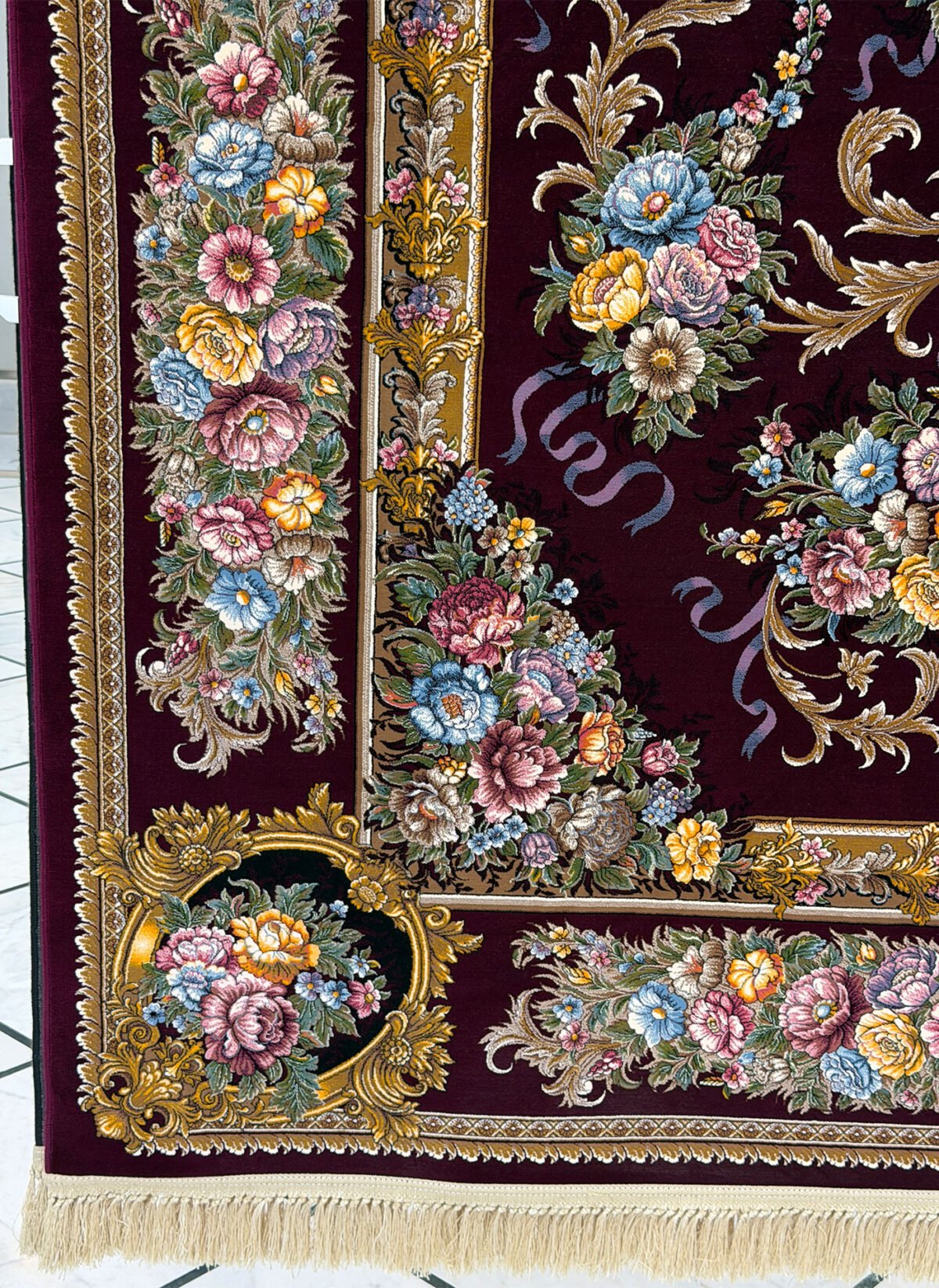 Hoozhan, Maroon - 1200 reed Persian machine-made carpet by Kazmi Carpets - view 3