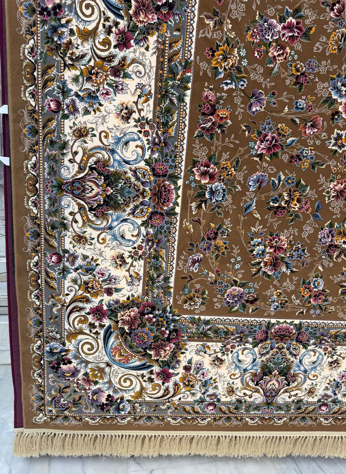 Dhorseen, Light Brown - 1200 reed Persian machine-made carpet by Kazmi Carpets - view 3