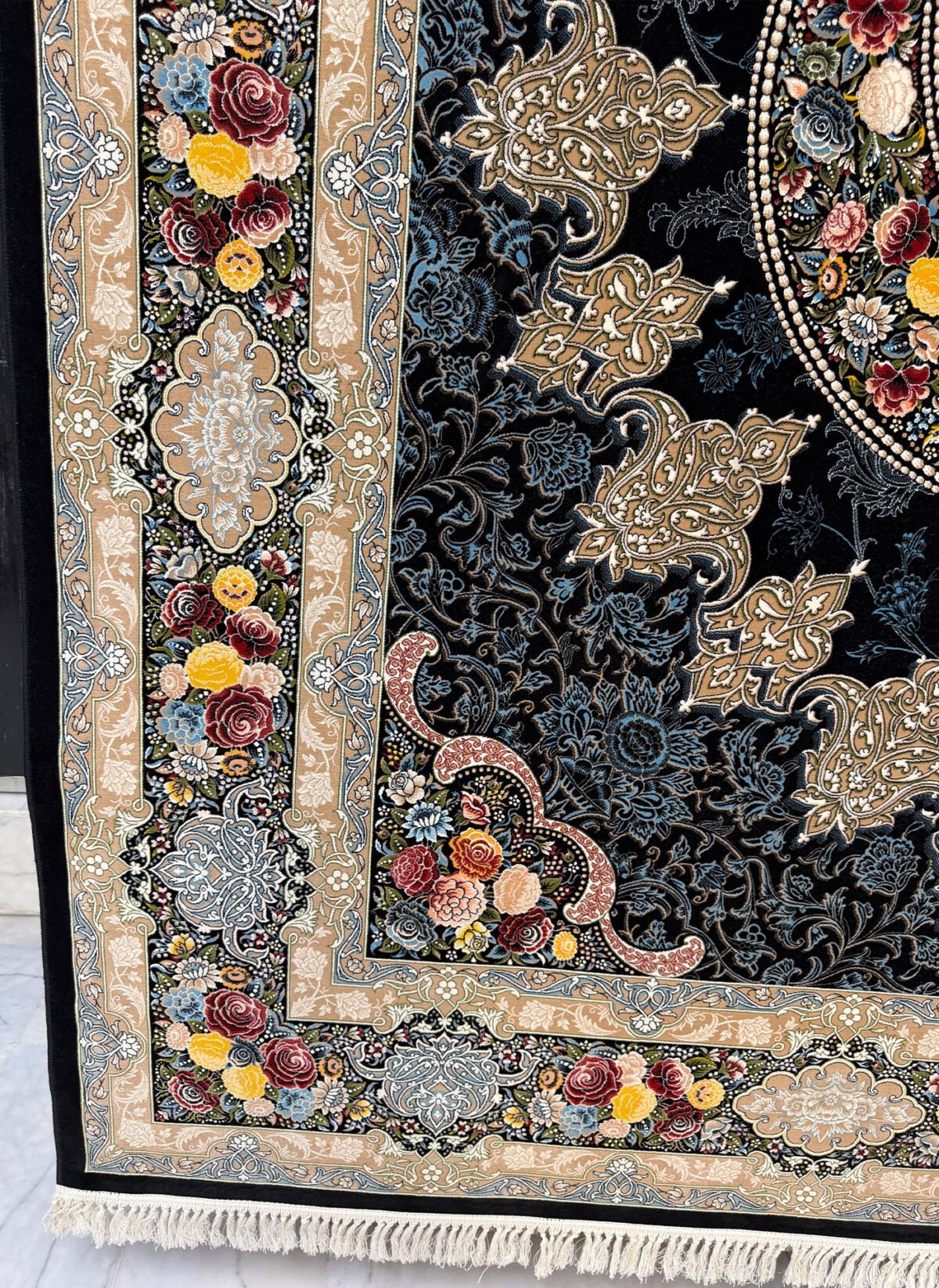 Sharukh, Black - 1200 reed Persian machine-made carpet by Kazmi Carpets - view 4