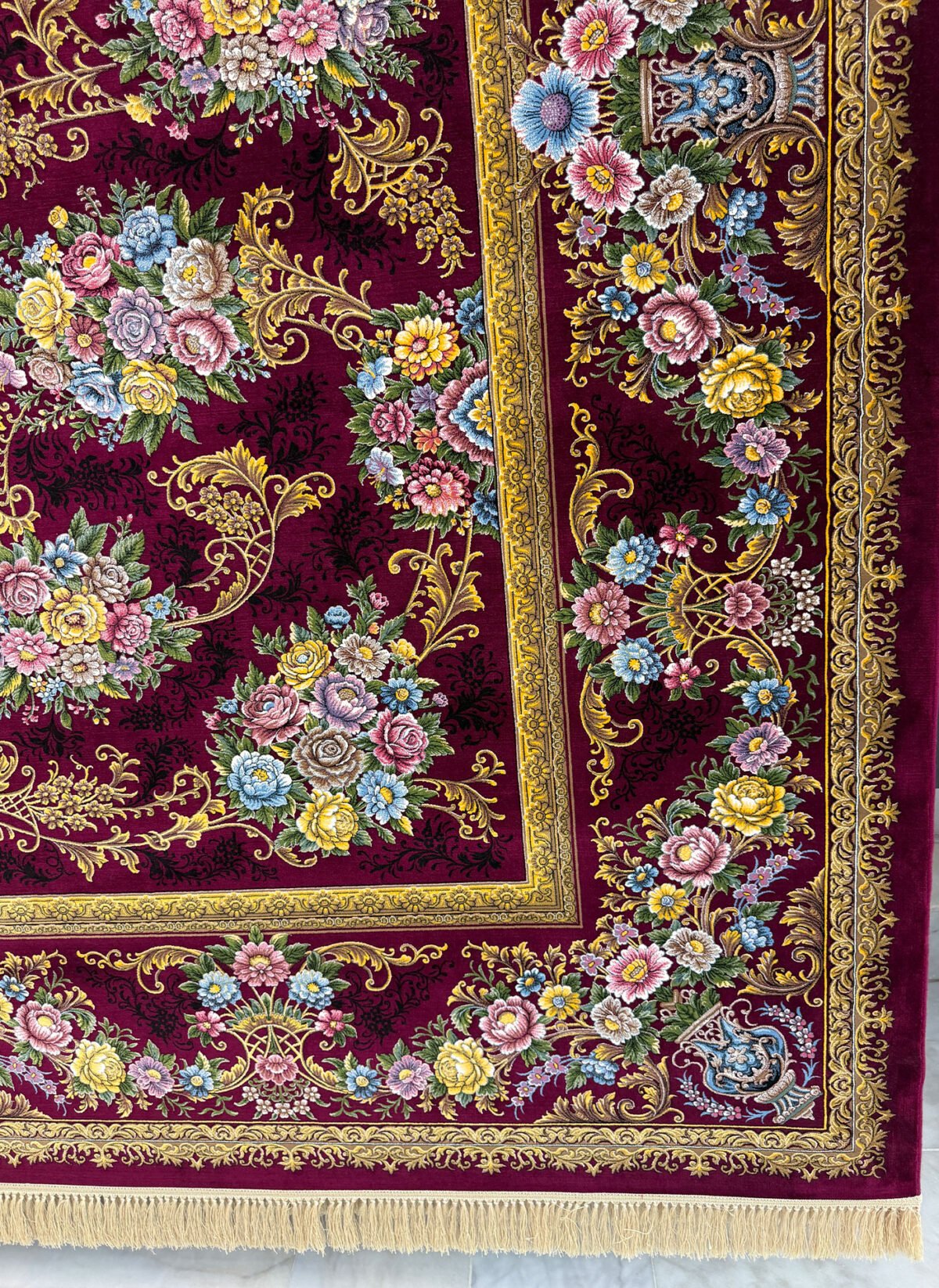 Aanashed, Maroon - 1200 reed Persian machine-made carpet by Kazmi Carpets - view 4