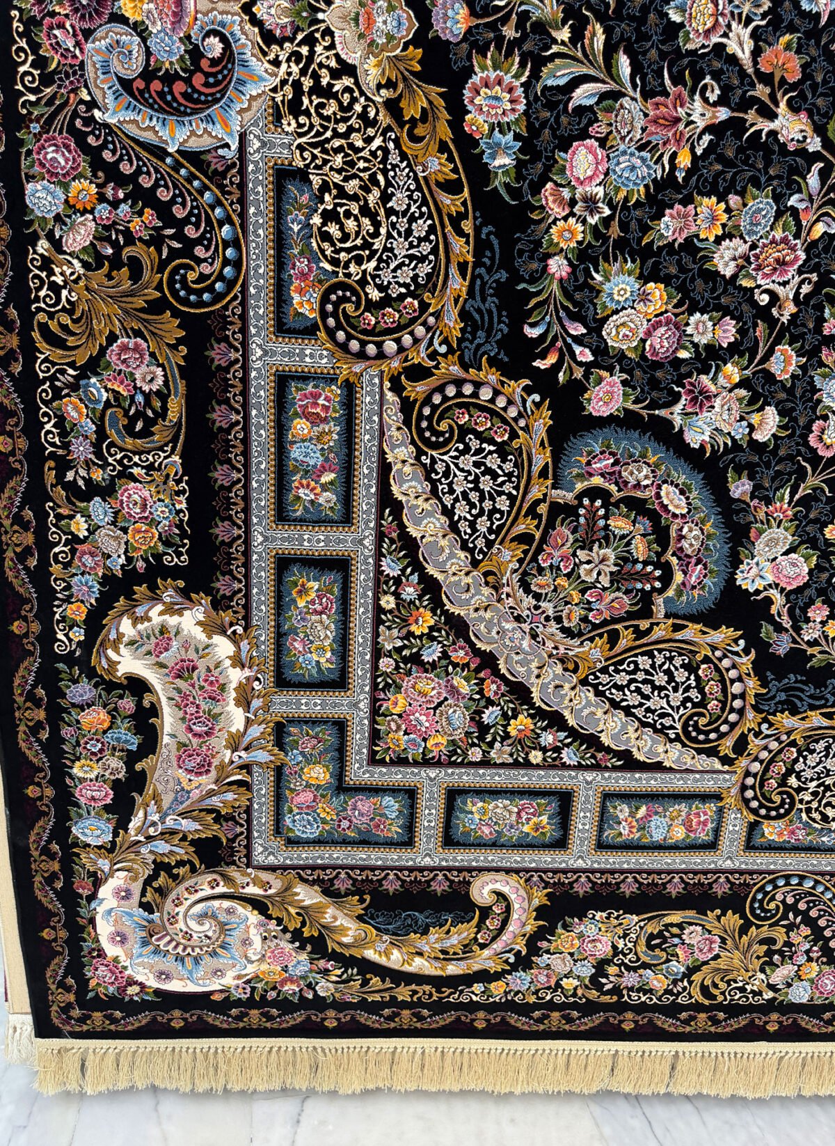 Mandgaar, Black - 1200 reed Persian machine-made carpet by Kazmi Carpets - view 4