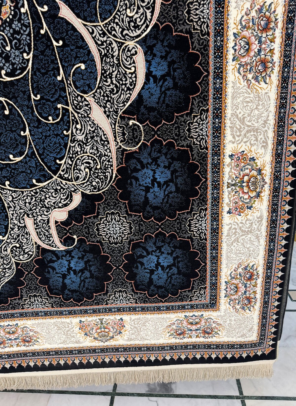 Chakawak, Dark Blue - 700 reed Persian machine-made carpet by Kazmi Carpets - view 4