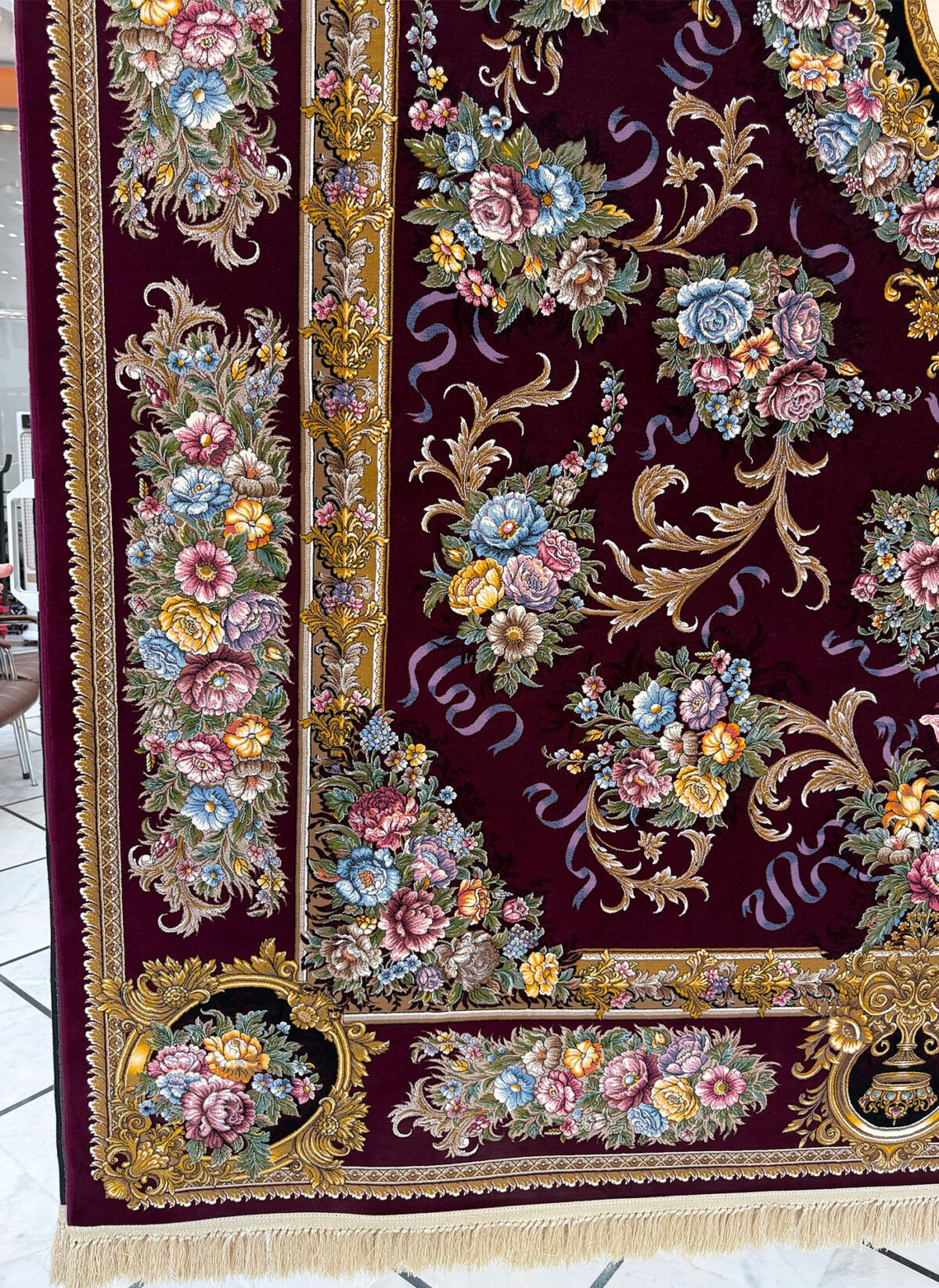 Hoozhan, Maroon - 1200 reed Persian machine-made carpet by Kazmi Carpets - view 4