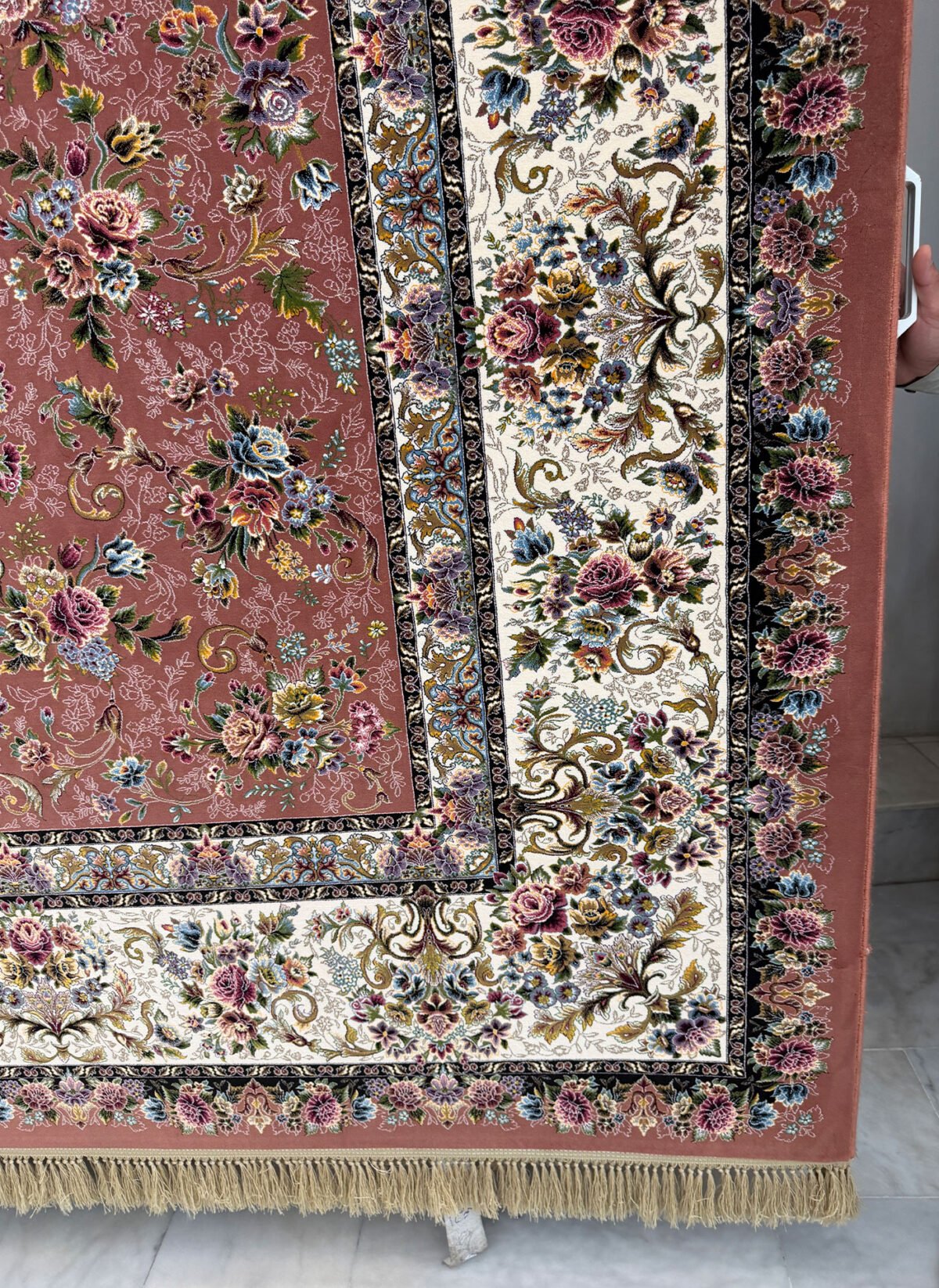 Rozalin, Peach - 1200 reed Persian machine-made carpet by Kazmi Carpets - view 5