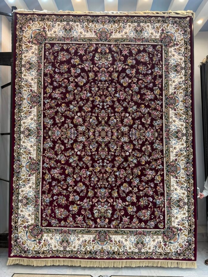 Dhorseen, Maroon - 1200 reed Persian machine-made carpet by Kazmi Carpets
